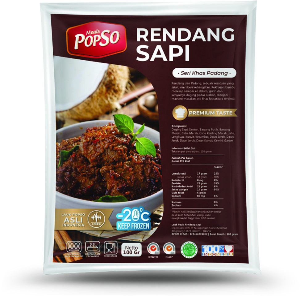 POPSO - Rendang Sapi (Beef Rendang) - 500 Gram (8pcs)